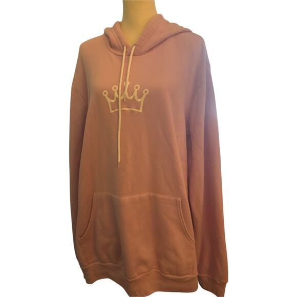 Blush Pink Crown Graphic Hoodie, Soft & Empowering, Size 2XL - Picture 1 of 3